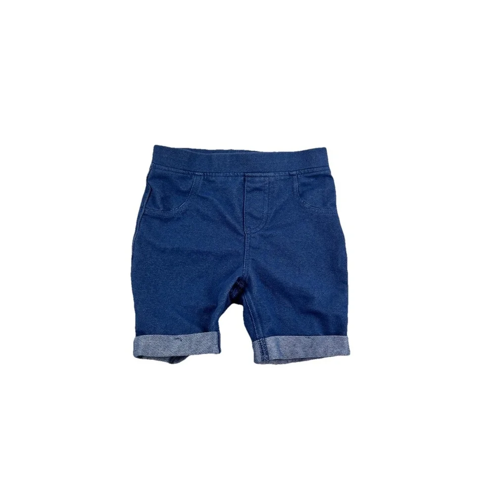 Garanimals Shorts Girls 4T Blue Med Wash D‎ Denim Look Stretch Cuffed Pull On